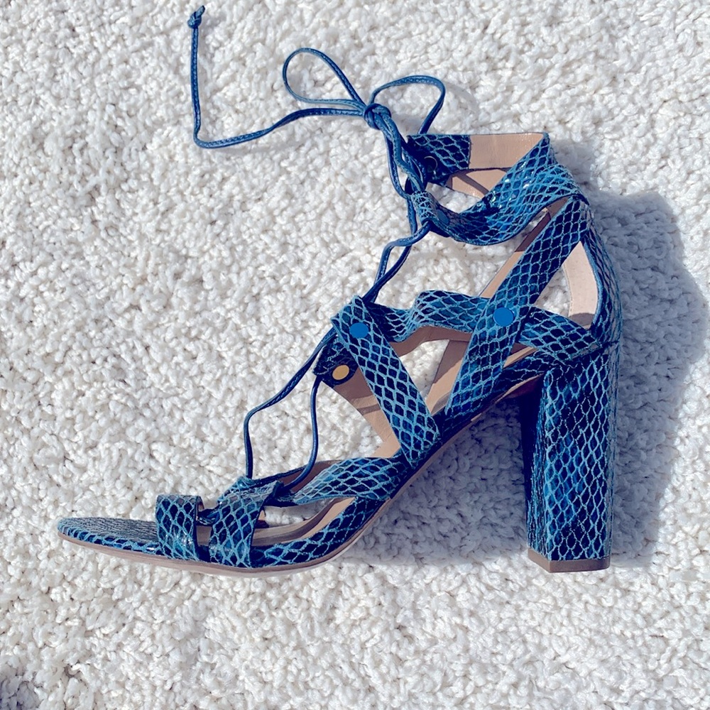 Blue snakeskin strappy heel Banana Republic heels